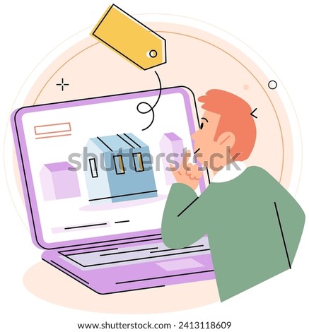 Real estate search. Vector illustration Buyers utilized real estate search concept to explore listings in their desired area People looking for home considered neighborhoods safety and amenities