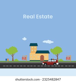 Real estate searching. Search for home. Mortgage. Purchase, sale apartments or houses, search property, real estate agency. Vector illustration and website template