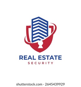 Immobilien Sicherheit Logo Design kreatives Konzept Gebäude Schild Schloss