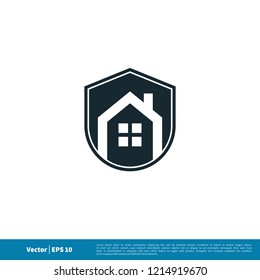 real estate security shield icon vector logo element