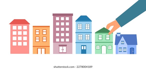 Real estate selection concept vector illustration. Choose your own house.