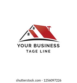 Real estate service logo template. Real estate vector logo template, simple realty with line and roof represented strong and modern real estate