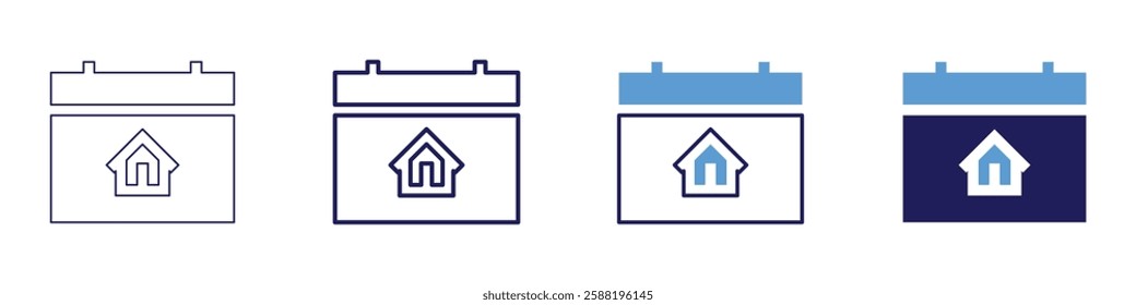 Real estate services icon in 4 different styles. Thin Line, Line, Bold Line, Duotone. Duotone style. Editable stroke.