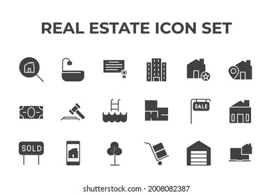 real estate set icon, isolated real estate set sign icon, vector illustration