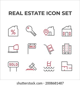 real estate set icon, isolated real estate set sign icon, vector illustration