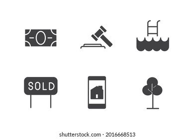 real estate set icon, isolated real estate set sign icon, vector illustration