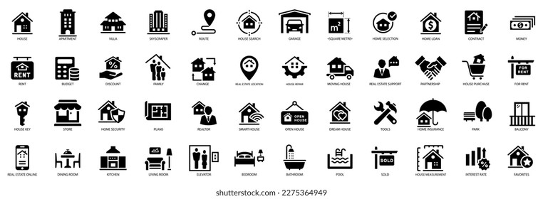 Real estate set icon. Simple vector illustration