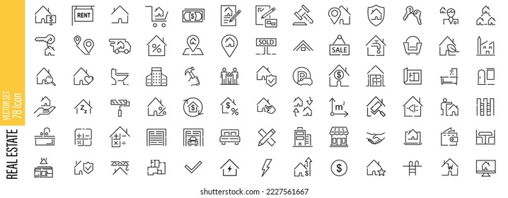 Real estate set icon thin line. Simple vector illustration 78 icon