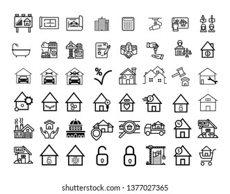 Real Estate. Set of outline vector icons. Includes such as Property, Building, Apartment and other. - vector