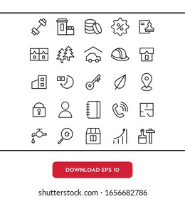 Real estate set outline vector icon. Modern, simple flat vector illustration for web site or mobile app