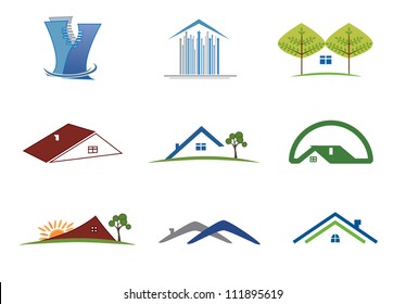 Real estate set of symbols for logo designing