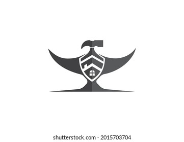 real estate shield Hammer Construction logo template