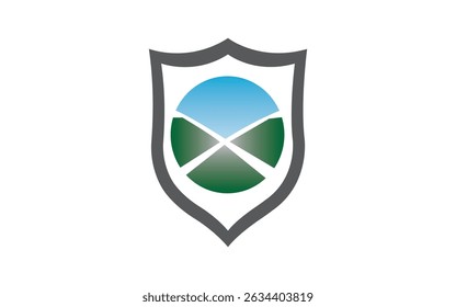 Real Estate Shield modern sun logo Icon Button Design Illustration