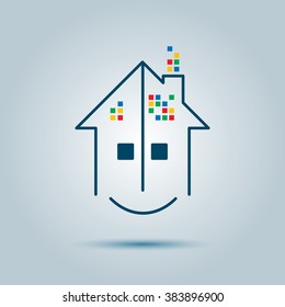 Real estate sign, building smiling face vector