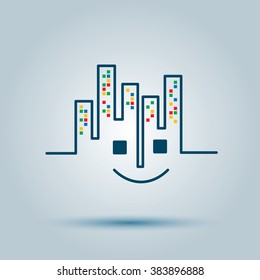 Real estate sign, home smiling face vector