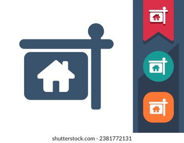 Real Estate Sign Icon. House, Home, For Sale, For Rent. Professional, pixel perfect vector icon.