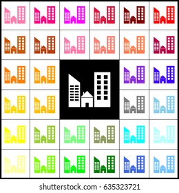 Real estate sign. Vector. Felt-pen 33 colorful icons at white and black backgrounds. Colorfull.