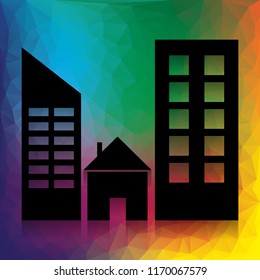 Real estate sign. Vector. Flat style black icon on white.