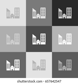 Real estate sign. Vector. Grayscale version of Popart-style icon.