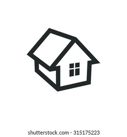 Real estate simple business icon isolated on white background, vector abstract house. Property developer symbol, conceptual sign best for use in advertising.