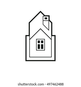 Real estate simple business vector icon isolated on white background, abstract house depiction. Property developer symbol, conceptual sign best for use in advertising.