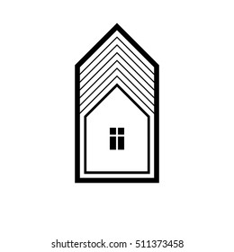 Real estate simple business vector icon isolated on white background, abstract house depiction. Property developer symbol, conceptual sign best for use in advertising and branding.