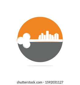 Real estate simple key logo template. Vector illustration.