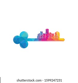 Real estate simple key logo template. Vector illustration.
