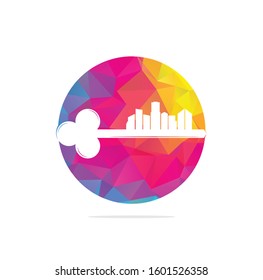 Real estate simple key logo template. Vector illustration.