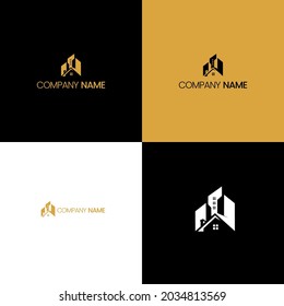Diseño de logotipo sencillo de Real Estate oro elegante