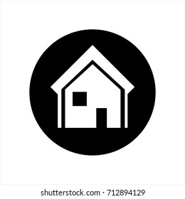Real estate small house flat round vector icon.