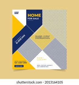 Real estate social media banner template design home for sale with Square flyer design Template for your business, editable Post Template Social Media Banners