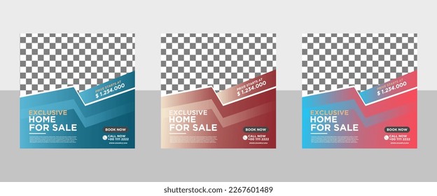 Real estate social media banner template Free Vector
