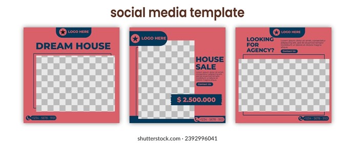 Real estate social media banner template. Suitable for social media post, and web ads
