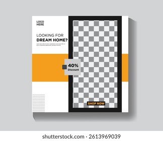 Real estate social media banner template with discount offer for home sale or property promotion