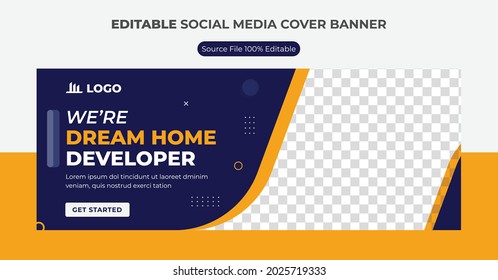 Real Estate Social Media Cover Photo Banner Template Design With Fully Editable Vector