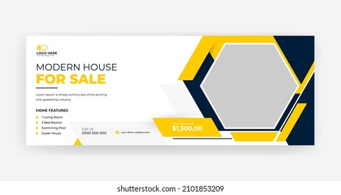 Real estate social media cover banner design, real estate web banner design template