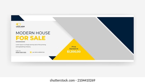 Real estate social media cover banner design, real estate web banner design template