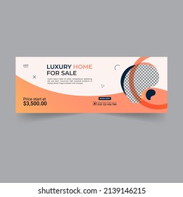 Real estate social media cover banner modern webinar for corporate real estate construction, business flyer template geometric shape design for attractive abstract elements post background space