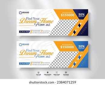 Real Estate social media cover and web banner design template.