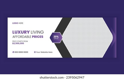 Real estate social media cover photo banner design template. 