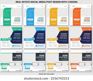 Real Estate Social Media Design bundle. modern creative real estate social media post design. business real estate social media post design and template layout design. Real estate house sale Social.