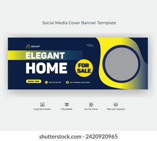 Real estate social media Facebook cover banner template.