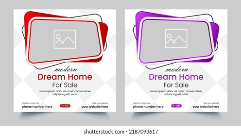 Real Estate Social Media fully editable Post Template, Home Sale Social Media Promotional banner design.