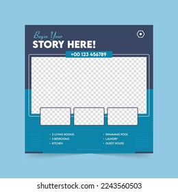 Real estate social media, house property Instagram post banner template