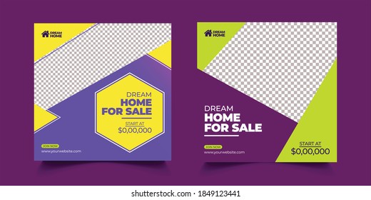 Real Estate Social Media Post Template Editable Post Template Social Media Banners