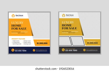 Real estate  social media post template, Real estate promotion social media post banner template