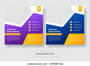 Real estate social media post banner template. Vector illustration EPS 10