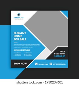 Real estate social media post template and modern home sale social media banner template