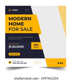 Real Estate Social Media Post banner Template, Elegant of Real Estate or Home Sale Social Media Promotion, home sale social media post banner design. modern home sale banner.